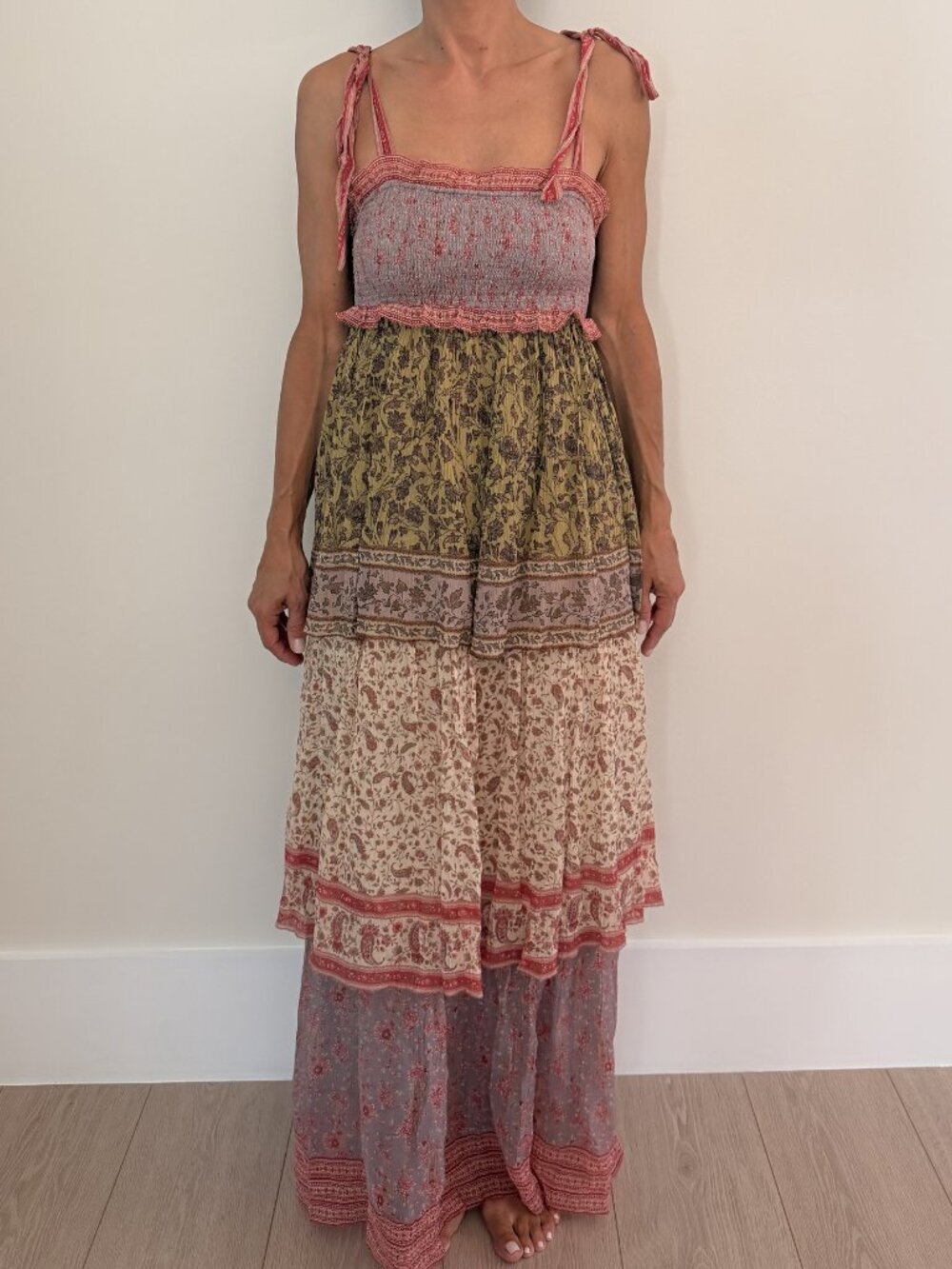 Zimmermann Violet Tiered Floral Midi Sun Dress Size 0